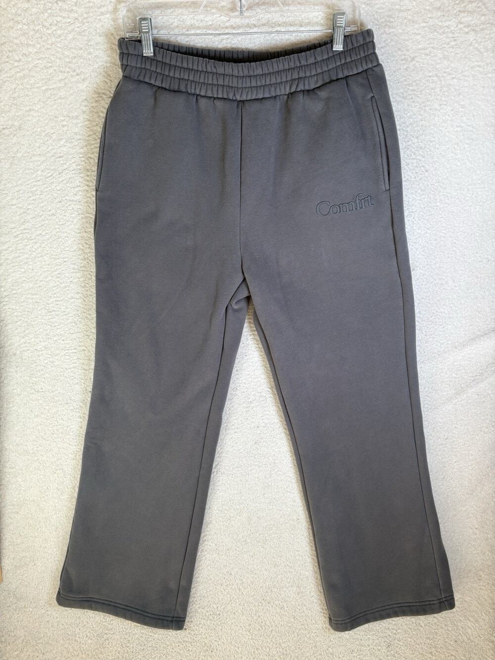 Comfrt Sweatpants Size Large Gray Straight Leg Fleece 30x28 Soft Cozy READ